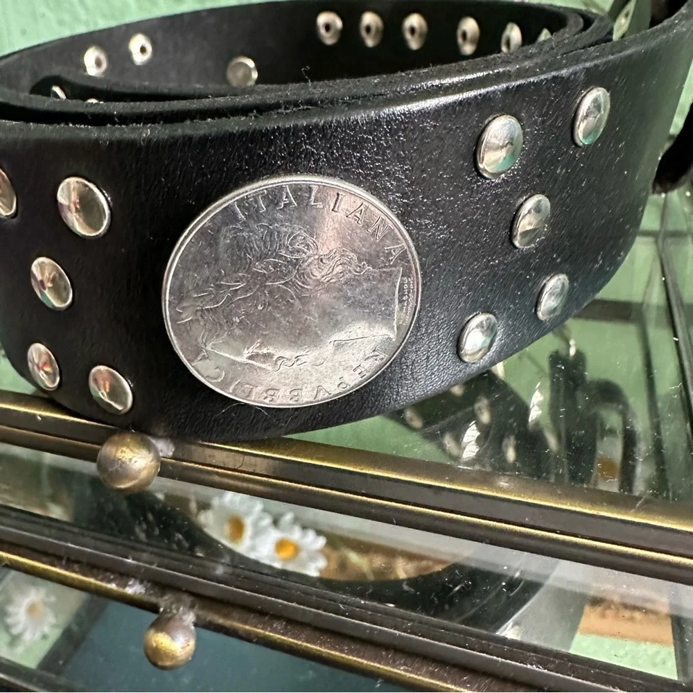 Studded Leather Belts with Coins Handmade in Morocco sz S/M